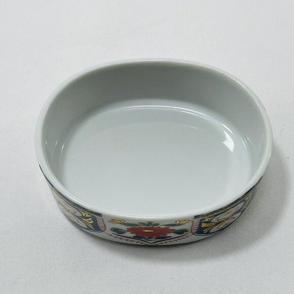 Ashibi Japan Trinket Box Dish 4” Porcelain Flower White Gold Red Storage Oval - Picture 4 of 10